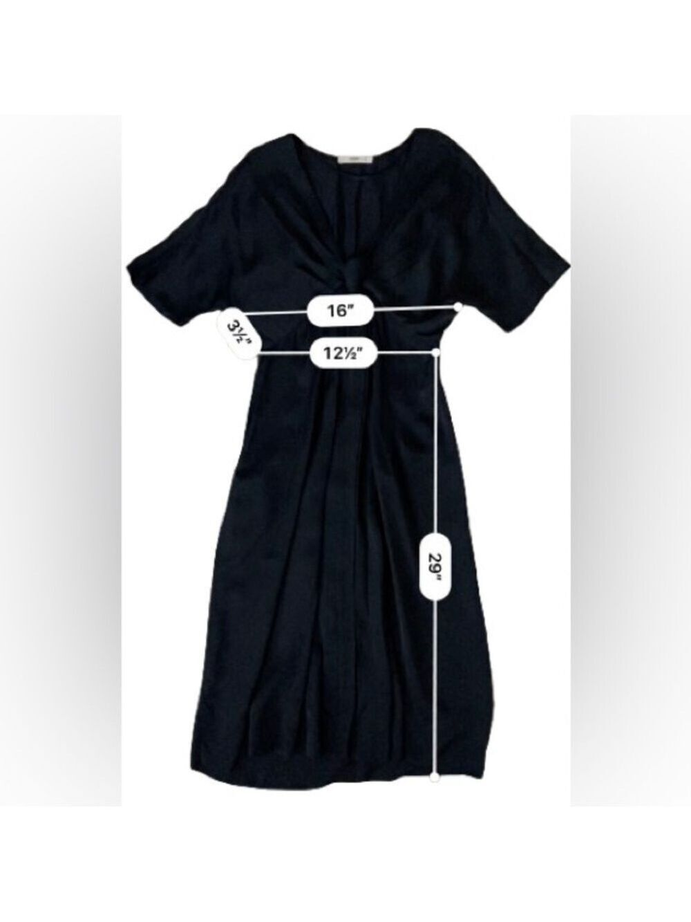 Prada Deep V Dolman Sleeved Black Midi Dress Size 40 - Picture 5 of 9